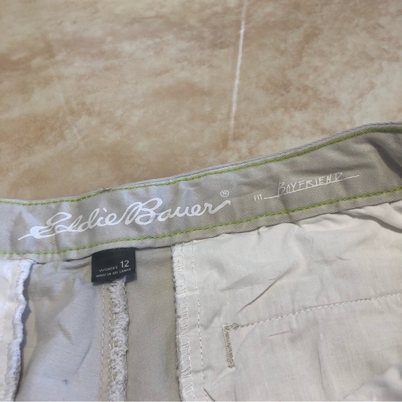 EDDIE bauer jeans womens size 12 white boyfriend fit straight leg stretch pants - Picture 4 of 10